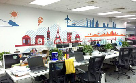 寻乌教你设计办公室墙绘的方法。