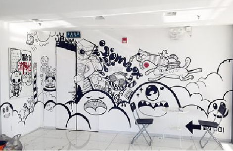 寻乌手绘墙并非传统涂鸦。